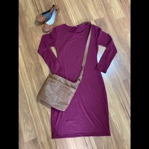 Burgundy midi dress